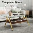 thumbnail image 2 of Holaki Rectangle Glass Coffee Table with Tempered Glass, Modern Center Table with Storage Shelf & Iron Legs for Living Room, 2 of 9