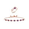 Gem Stone King 2.73 Ct Purple Amethyst 18K Rose Gold Plated Silver Ring Bracelet Set