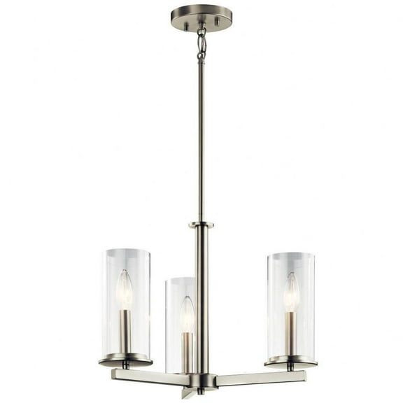 Mid Century Modern Industrial Three Light Chandelier-Brushed Nickel Finish Bailey Street Home 147-Bel-2279352