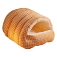 thumbnail image 4 of Cueva para mascotas acogedora, suave, multifuncional, cálida, práctica y lavable. Cama para mascotas y gatos. Naranja Blanco M, 4 of 9