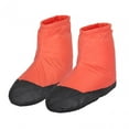 thumbnail image 2 of Down Booties Slippers Non-Slip Windproof Thermal Slippers Warm Tent Socks zas de Red Color L, 2 of 8