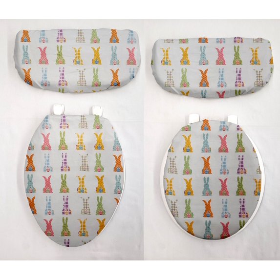 Easter Bunnies Toilet Seat Lid and Tank Cover Set by Penny's Needful Things