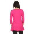 thumbnail image 4 of Women's Solid Basic Casual Side Button Trim Round Neck Blouse Shirt Tunic Top, 4 of 5