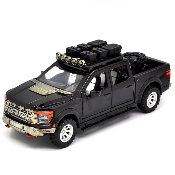 1: 24 Suitable for Ford pickup F150 alloy die-casting metal car model, with sound, light and rebound functions, children's toy car collection, boys' birthday gift