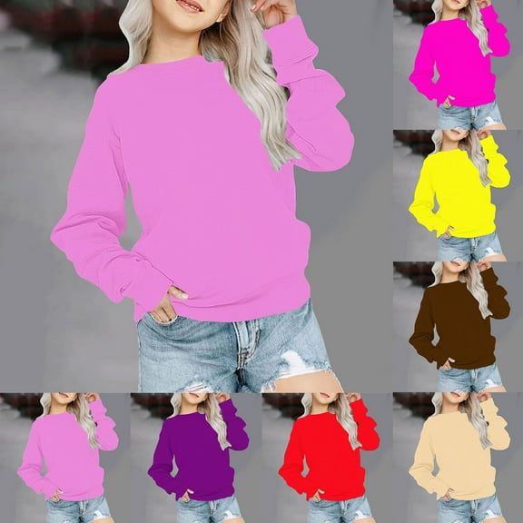 Abtuhar Fall Winter Pullover Sweatshirt for Boys and Girls Crew Neck Solid Casual Sport Long Sleeve for 1-12 Years