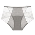thumbnail image 2 of Mid-Waist Period Underwear for Women, Plus Size Menstrual Panties with Extended Leak-Proof Lining, Breathable Cotton Hygiene Briefs for Heavy Flow Gray M, 2 of 3
