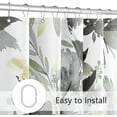 thumbnail image 6 of Small Stall Shower Curtain 36 x 72 Inch, Half Narrow Watercolor Floral Fabric Shower Curtain, Grey Modern Abstract Flower Bathroom Shower Curtain Set with Hooks, 6 of 6