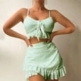thumbnail image 2 of Huowey Women Swimwear Summer Leisure Beach Solid Color Wrap Skirt 3PCS Swimsuit Vacation Beachwear Honeymoon Cruise Trendy Wear, 2 of 6