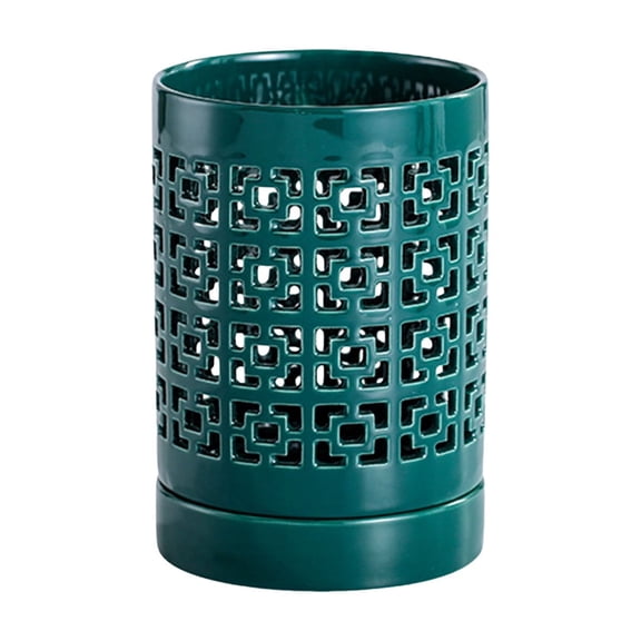 5.5 Inch Ceramic Orchid Planter with Drainage Holes and Saucer Hollow Cutout Breathable Decorative Flower Pot Container for Indoor Outdoor Home Garden and Orchid Lovers