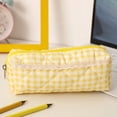 thumbnail image 6 of Cute Pencil Pouch, Quilted Gingham Pencil Case with Lace Accent, Zipper Organizer Bag for Office Desk Artists Travel and Makeup Storage, 6.7 Inch, 6 of 7