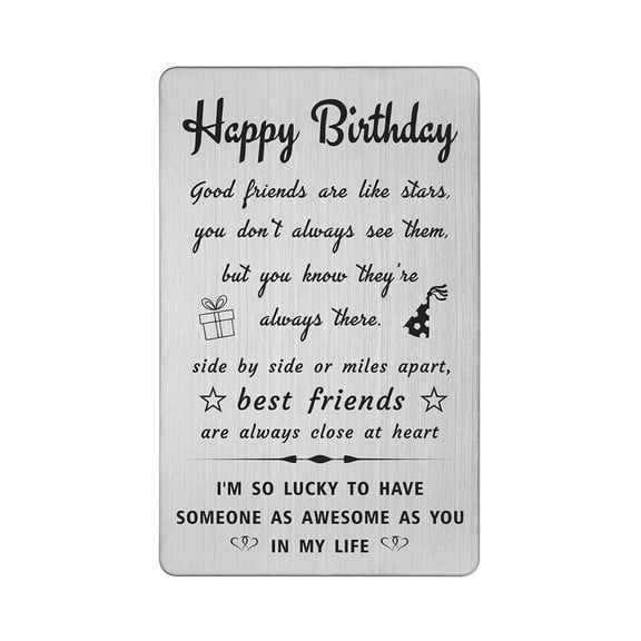 DEGASKEN Best Friend Birthday Cards, Happy Birthday Gifts, Wallet Card, Unisex