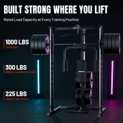 Mikolo Smith Machine Home Gym, Multi-Functional Power Rack with Pec Deck Machine, Lat Pull Down System with Bar, Low Row Station with Cable bar and Foot Board