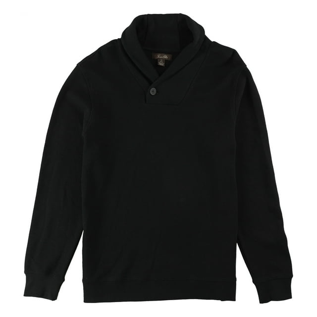 Tasso Elba suéter de cuello chal texturizado para hombre, negro, grande