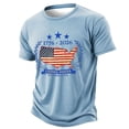 thumbnail image 2 of ZHOGXU Men T Shirt 4Th Of July Us National Flag Print Crew Neck Short Sleeve Comfortable Breathable Tee Top For 250 Years Birthday Patriotic,Light Blue,L, 2 of 3