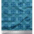 thumbnail image 1 of Soimoi Green Rayon Crepe Fabric Tiles Moroccan Print Sewing Fabric Yard 46 Inch Wide, 1 of 1