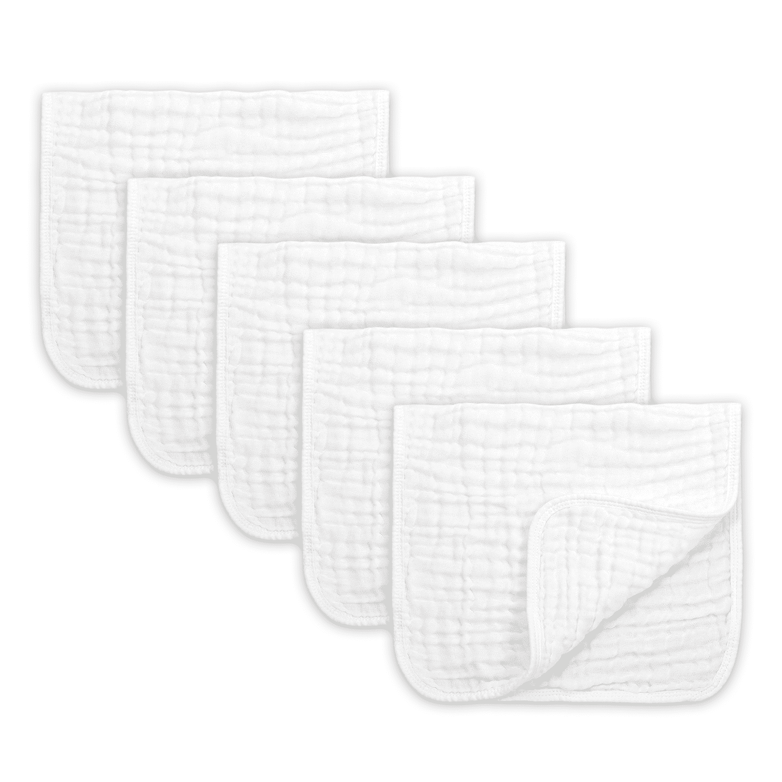 Muslin Baby Burp Cloths 5 Pack Cotton Burping Rags for Newborn Ultra Soft and Absorbent for Boys and Girls Baby Registry Gift 20'' X 10'' White