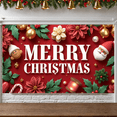 thumbnail image 2 of Festive Banner Merry Christmas Decorative Design Gingerbread Ornament Holly Decoration Christmas for Holiday Celebration Indoor Decoration Party Background, 2 of 9