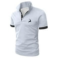 thumbnail image 2 of Men Polo Shirts Summer Golf Short Sleeve Button Up Collared Business Tops Comfortable Work Slim Fit Stretchy Mens Dress Shirts White XXXXL, 2 of 4