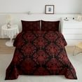 thumbnail image 2 of Erosebridal Boho Black Scarlet Damask Bedding Todder Comforter Set, Victorian Baroque Down Comforter, Reversible 2 Pieces, 2 of 8