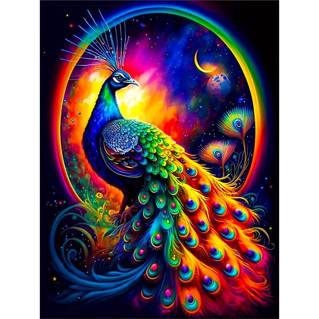 Pintura de diamante 5D DIY Full Square Drill Peacock Kit Decoración del hogar Arte Artesanía Hugtrwg Para estrenar