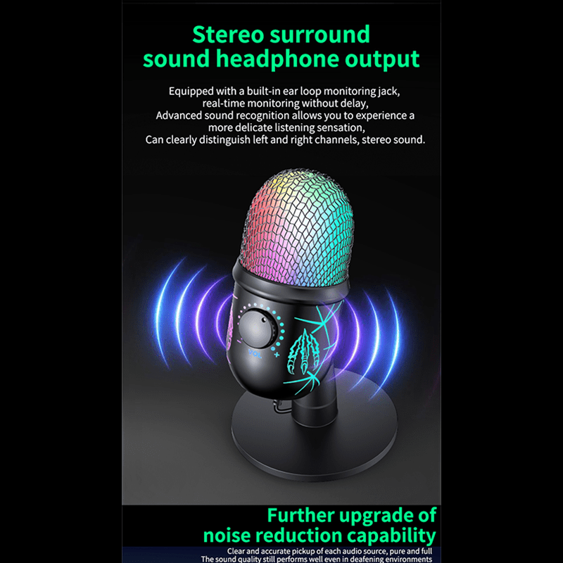 Gaming Microphone USB Computer Microphone for PC Mac PS4/5 Condenser Podcast RGB