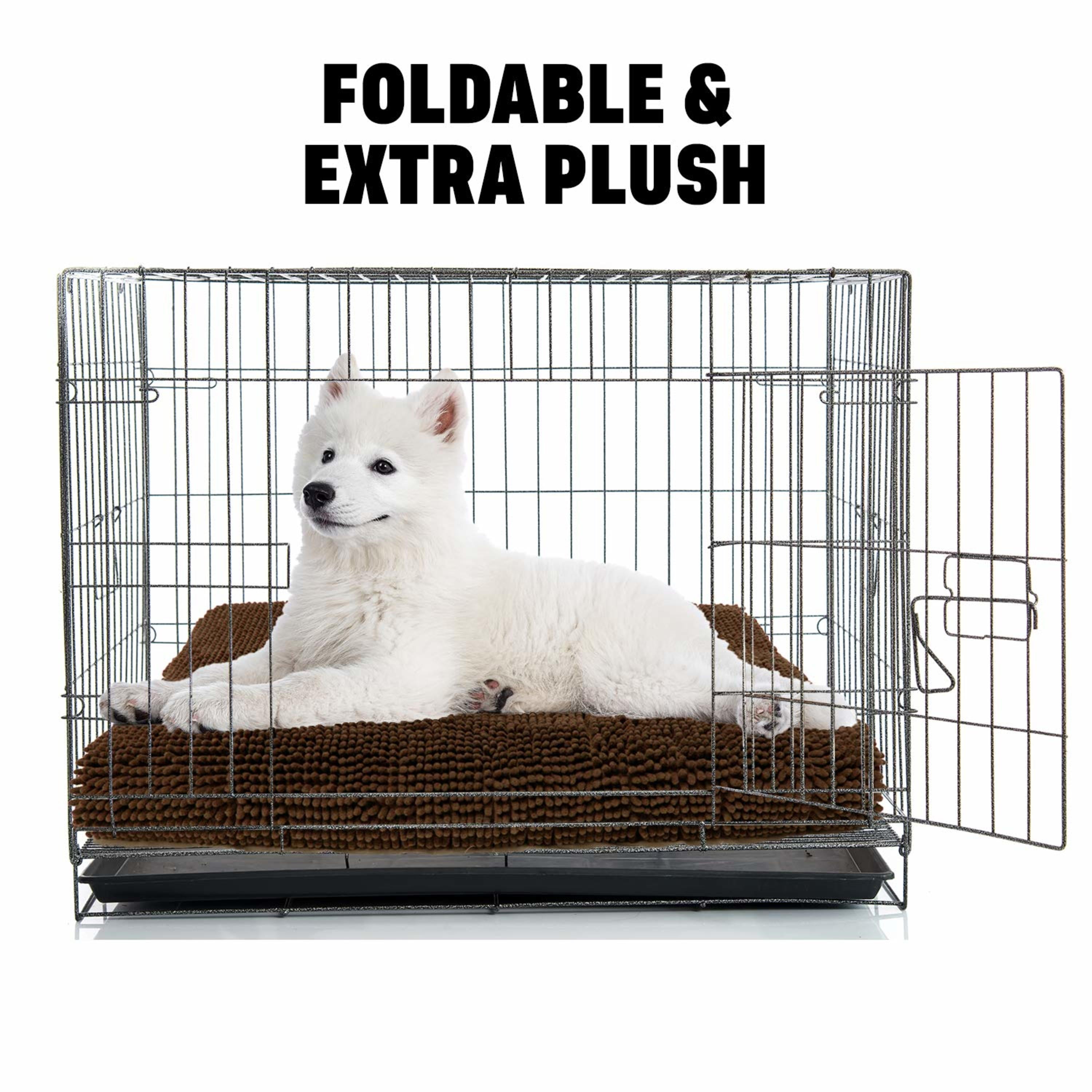 My Doggy Place Soft Microfiber Dog Crate Mat, Machine Washable Brown Bed M