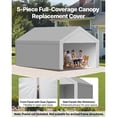 thumbnail image 3 of KFFKFF Carport Replacement Canopy, 12 x 20 ft Portable Garage Cover with Side Panels, UV-Resistant and Waterproof, Durable Car Shelter Tarp with Ball Bungees, Grey, Frame Not Included, 3 of 9