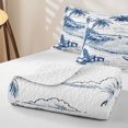 thumbnail image 4 of jejeloiu Coastal Sketch Beach Twin Quilt Set,Palm Chair Seascape Twin Coverlet Set For Boys,Blue White,2 Pieces, 4 of 7