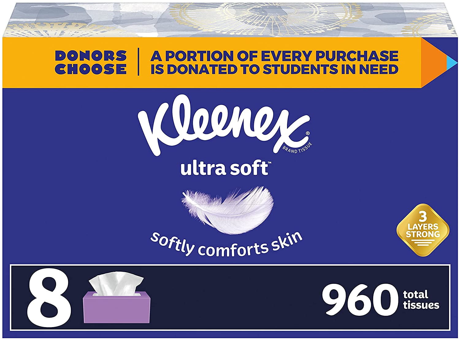 Kleenex Ultra Soft Facial Tissues Pack Of 8 120 Count Per Box 