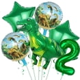 thumbnail image 5 of Kit de globos de dinosaurios para niños, globos de aluminio con forma de estrella y número de dinosaurio, ideal para decorar fiestas en la jungla, juguetes, 5 of 5