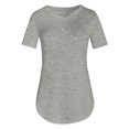 thumbnail image 4 of ZHOGXU Womens Summer T Shirt Short Sleeve V Neck Solid Color Comfortable Lightweight Breathable Tee Top For Casual Daily Wear,Grey,Xxxxxl, 4 of 5