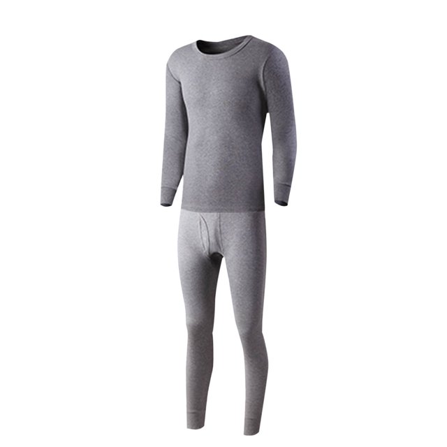 Chemises à Manches Longues pour Hommes Chemises à Manches Longues pour Hommes Coton Uni Coton Mince Col Rond Manches Longues sous-Vêtements Pantalon Ensemble