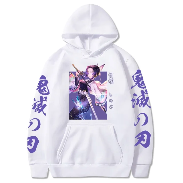Demon Slayer Japón Anime hombres y mujeres sudaderas con capucha de manga larga Shinobu Kocho sudaderas de talla grande Unisex Otoño Invierno pulóver