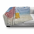 thumbnail image 3 of Yellow and Blue Soft Flannel Fleece Throw Blanket, Windy Sandy Beach with Sunshade and Trolley Summer Holiday Relax Picture, Cozy Plush for Indoor and Outdoor Use, 50" x 60", Multicolor, by Ambesonne, 3 of 6