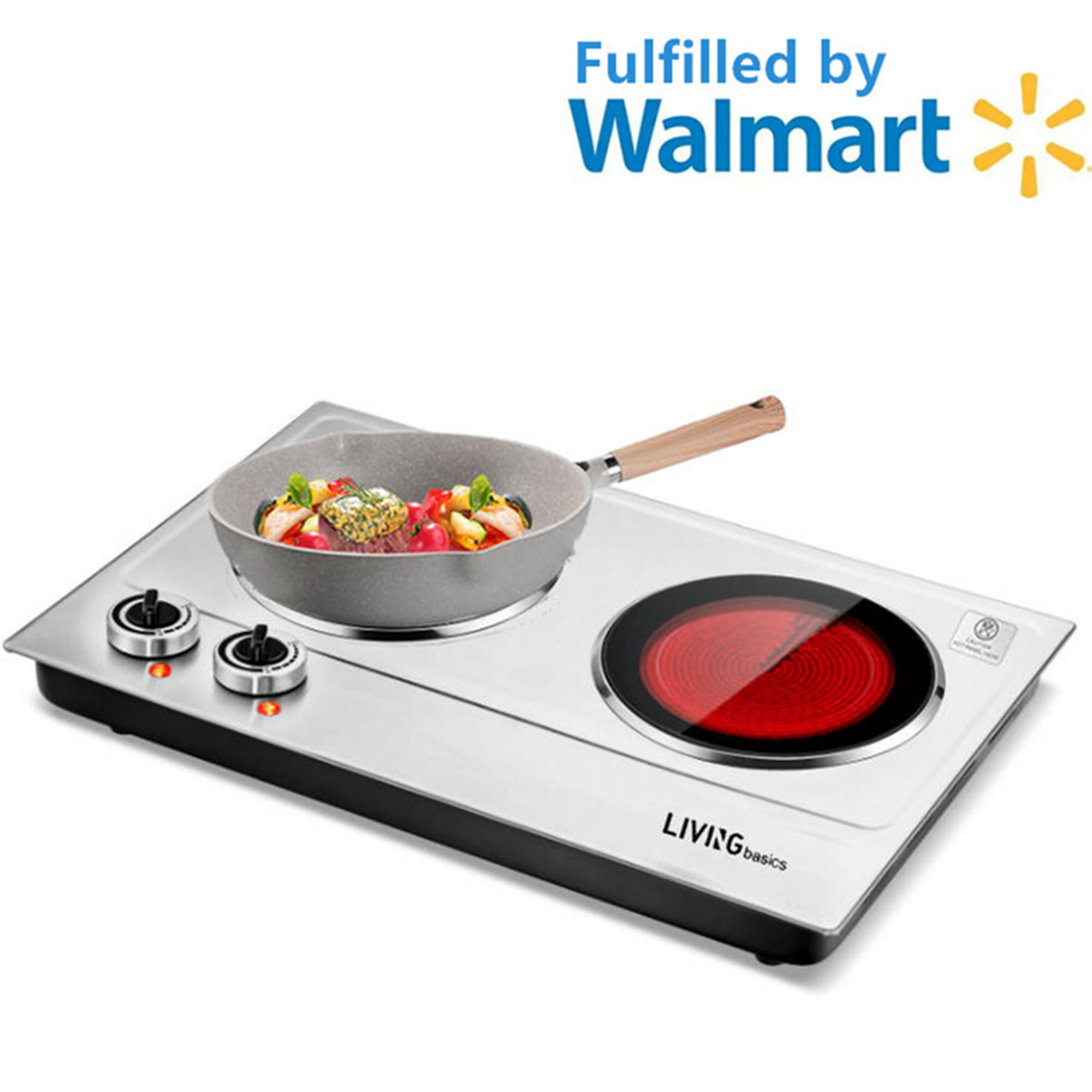1800W Ceramic Electric Countertop Burner, Dual Infrared Hot Plates  Induction Cooktop Stainless Steel Cooker with Adjustable Temperature  Control and Non-Slip Rubber Feet | Walmart Canada