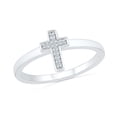 thumbnail image 1 of DGOLD Bague Croix en Argent Sterling Blanc avec Diamant Rond (0.03 Cttw), 1 of 4