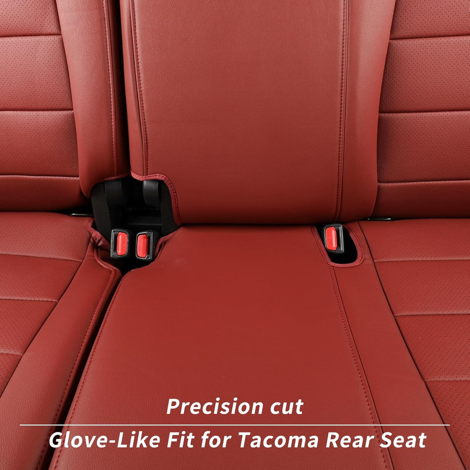 coverdream Tacoma Seat Covers Full Set for 2024-2026Toyota Tacoma Double/Crew Cab SR,SR5,TRD Pro/Sport - Waterproof Leather Auto Seat Covers(Wine Red)