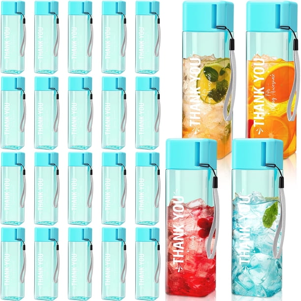 Botellas de agua Maxdot de plástico azul, 500 ml, 24 unidades, Thank You