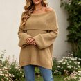 thumbnail image 7 of Wenini Women's Shoulder Solid Color Knit Sweater Top Long Sleeve Loose Casual Pullover Top, 7 of 7