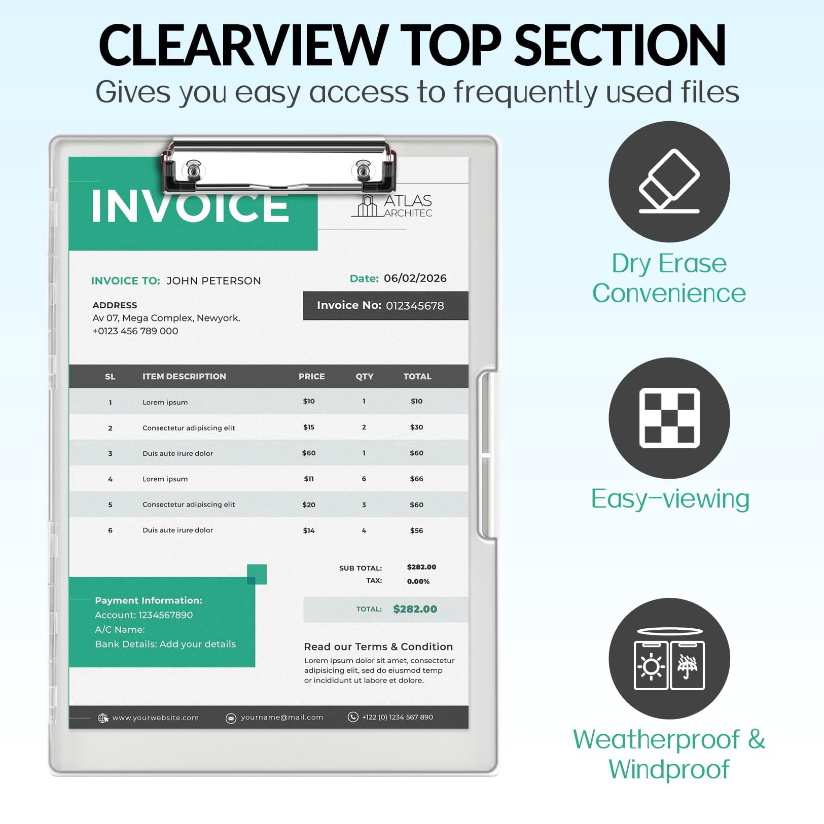 Clipboard With Storage  Heavy Duty Cleaview Clip Boards 8.5x11 Dual Dry Erase Plastic High Capacity Clipboards Folder For Teacher Nurse School & Office Supplies
