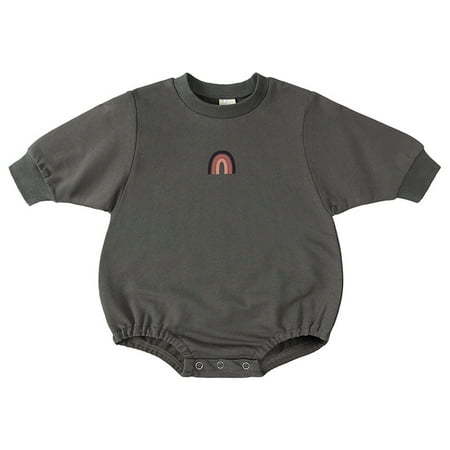 

Leesechin Baby Bodysuit Autumn Spring Toddler Girls Boys Cute Romper Long Sleeve Button Sweatshirt Jumpsuits on Clearance