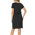 thumbnail image 2 of CALIPESSA Women Summer Black Casual Hide Belly Drawstring Knee Length Dress, 2 of 5
