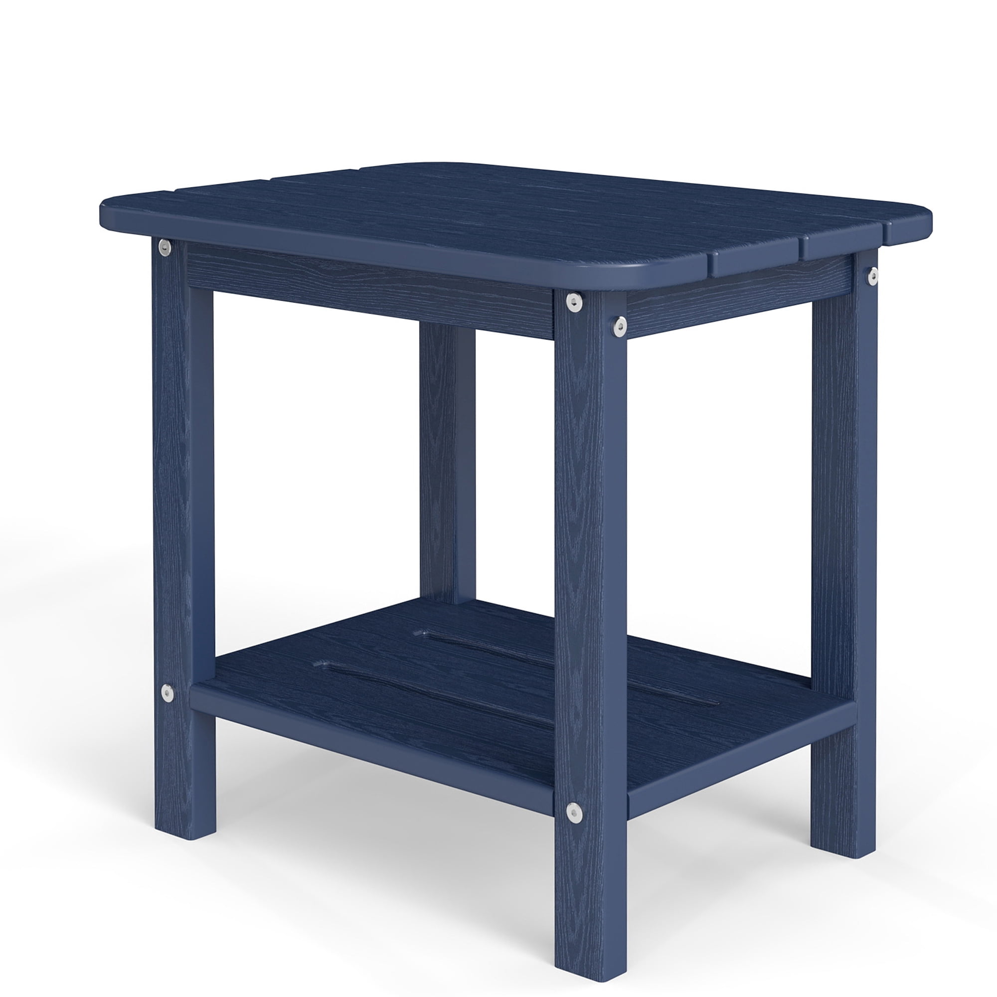 Cobiod 14 x 18.4 Inch Double Tier All Weather Patio End Table HDPE Outdoor End Table for Porch Lawn Poolside Fire Pit Durable Fits Adirondack Chairs,green