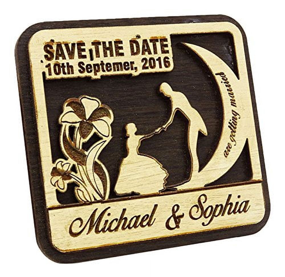 20 Save the Date Wooden Magnet Custom Engraved Wooden Magnet Rustic Wedding Announcements Idea