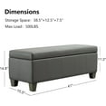 thumbnail image 3 of Grey Faux Leather Ottoman with Storage, Rectangular Extra Long Storage  for Bedroom and Living Room, 3 of 8