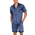 thumbnail image 5 of Ekouaer Men Satin Silk Pajamas Set with Pockets Sleepwear Shorts Satin Summer Loungewear 2 Piece Button Down Set, 5 of 6