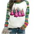 thumbnail image 2 of LEKWK Women's Christmas Sweatshirts Xmas Tree Graphic Tops Raglan Long Sleeve Crew Neck Oversized Shirts Cute Funny Holiday Blouses Going Out Clothes Winter Fashion Outfits, 2 of 5