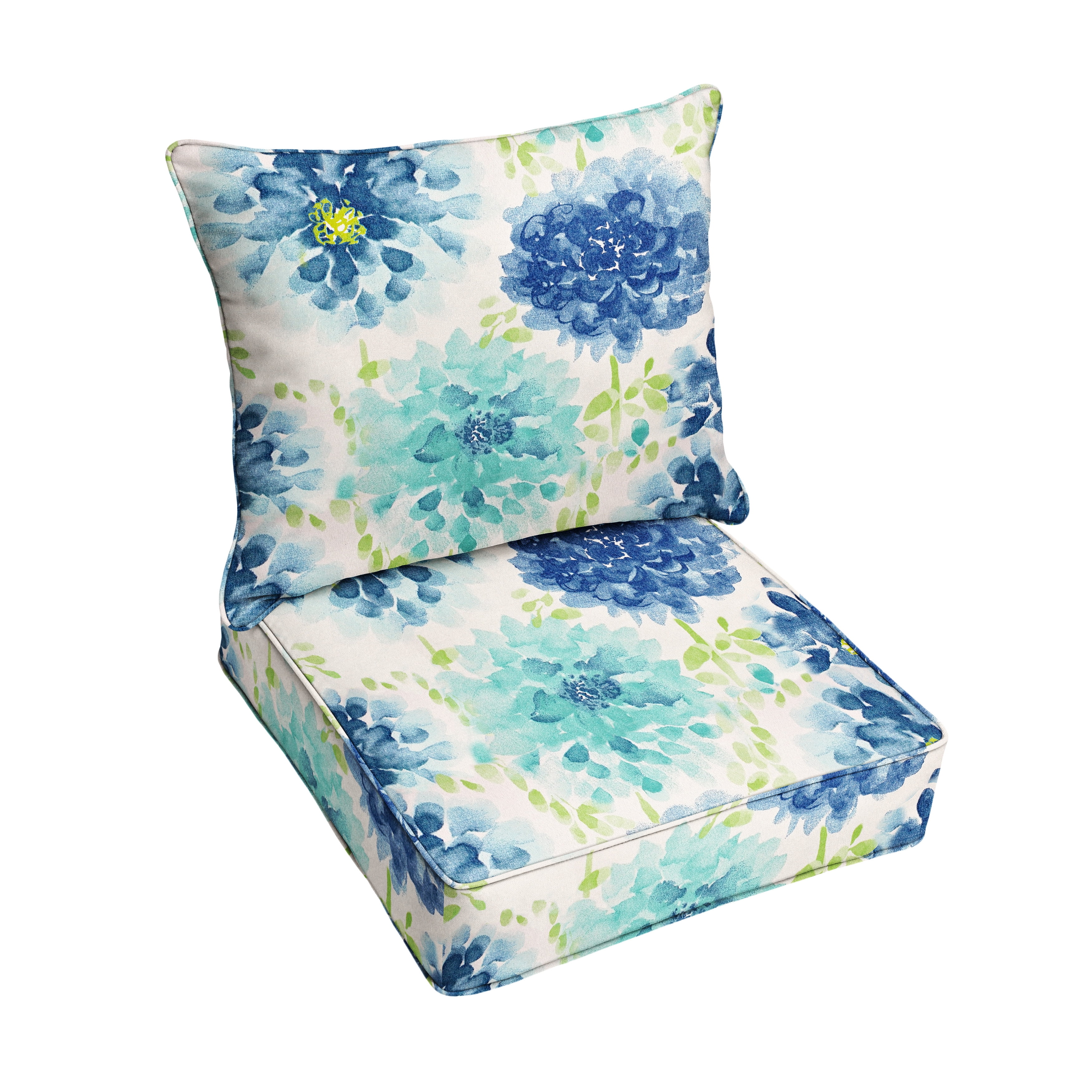 Sorra Home Gardenia Seaglass Indoor/Outdoor Corded Deep Seating Pillow and Cushion Set