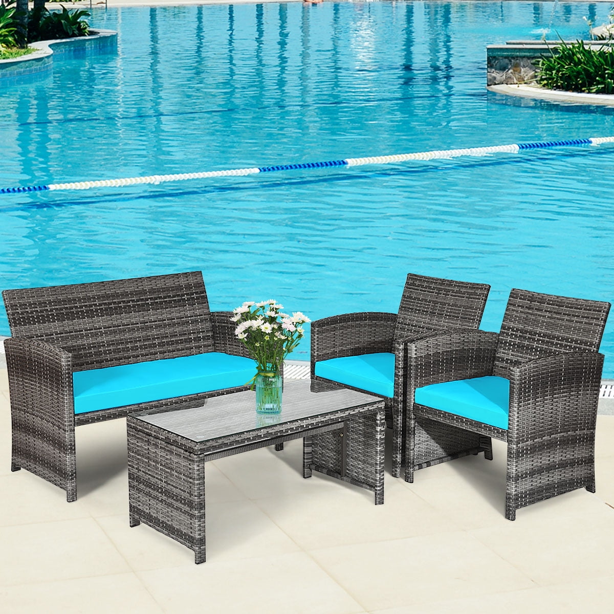 Grand resort river oak 3 piece woven bistro set sale