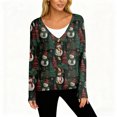 thumbnail image 5 of Women's Fashion Long Sleeve Christmas Snowman Snowflake Print Jacket Cardigan for Holiday Party and Casual Daily Wear,Dark Green,M, 5 of 7